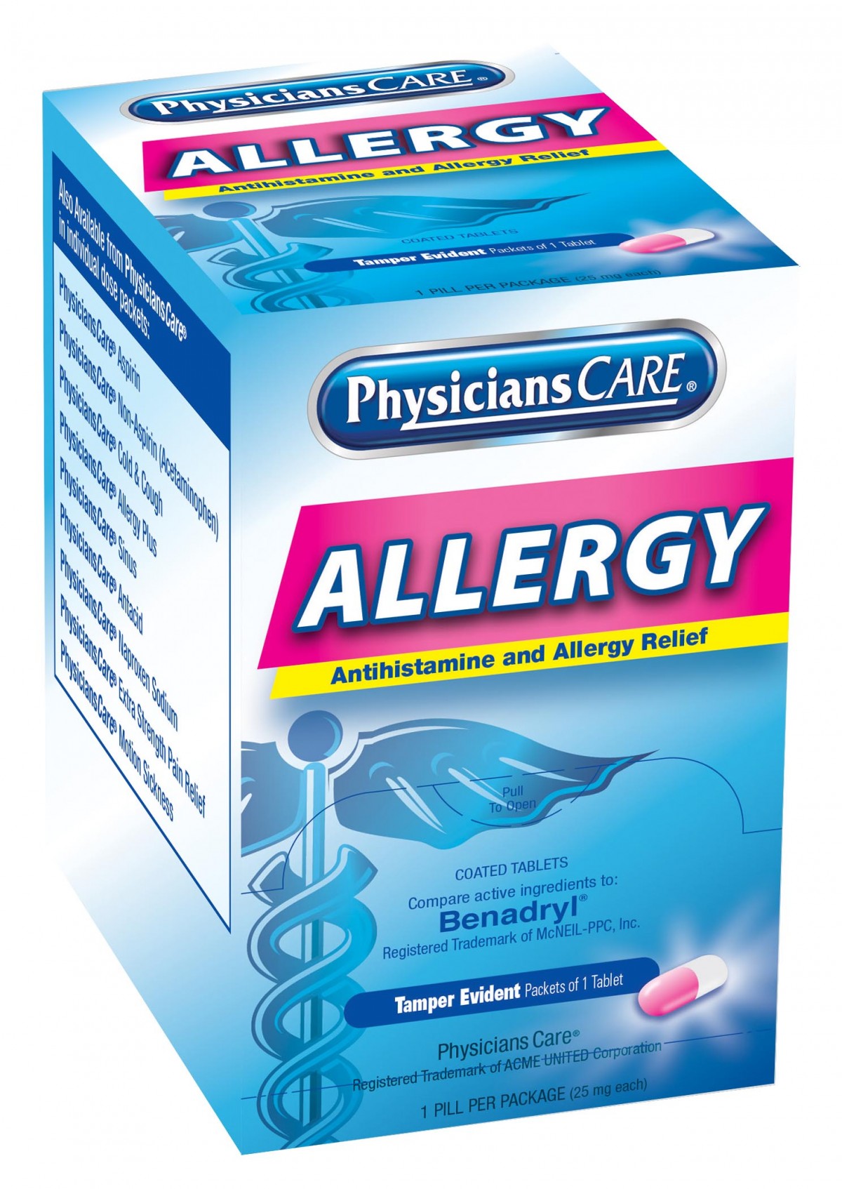 product PhysiciansCare® 54034-002 Aspirin Tablet, 250 Count, Individually Sealed Pack Package, Formula: 325 mg Aspirin