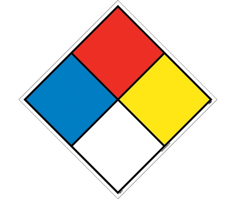 product NMC™ HMS15R NFPA Hazardous Material Sign, Square, 15 in WD X 15 in HT, Blue/Red/White/Yellow, Rigid Plastic