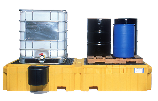 product UltraTech 1158 Ultra-IBC Spill Pallet Plus, With Drain, 8500 lbs, 365 gal, Polyethylene, Yellow