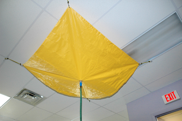 product Eagle Manufacturing T8303 DripNEST™ Rectangle Roof Leak Diverter, 3 ft L x 10 ft W, PVC, Yellow