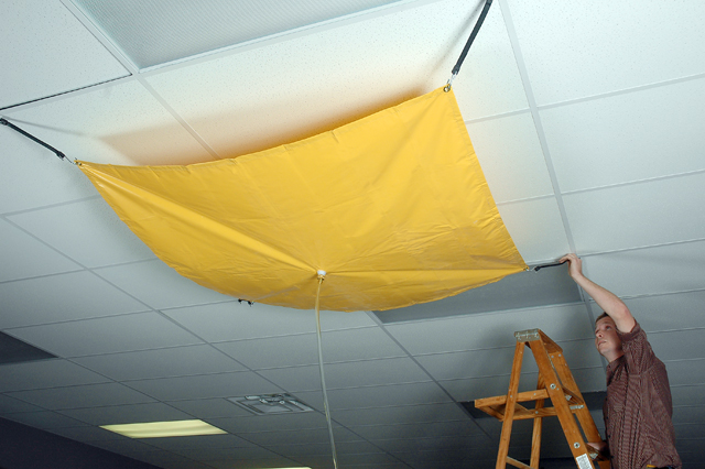product UltraTech 1786 Ultra-Drip Diverter, Roof, 7 ft L, 7 ft W, Vinyl Fabric, Yellow