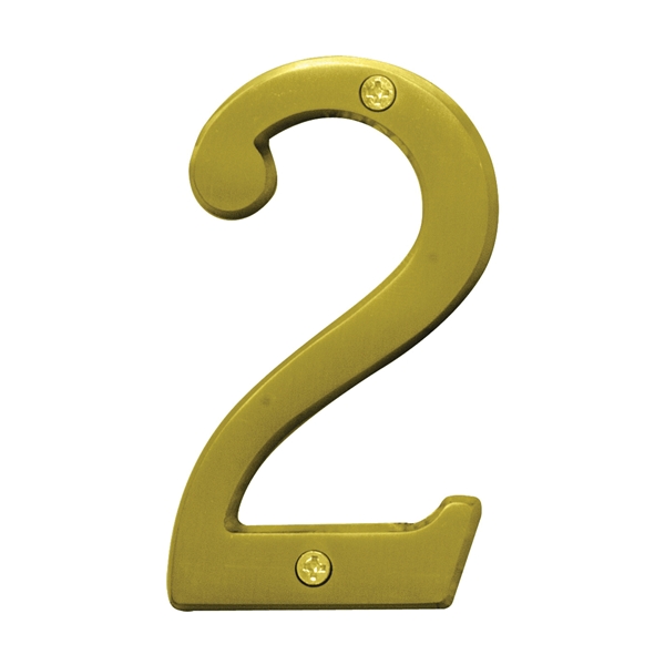 Prestige Series BR-43BB/2 House Number, Character: 2, 4 in H Character, Brass Character, Brass