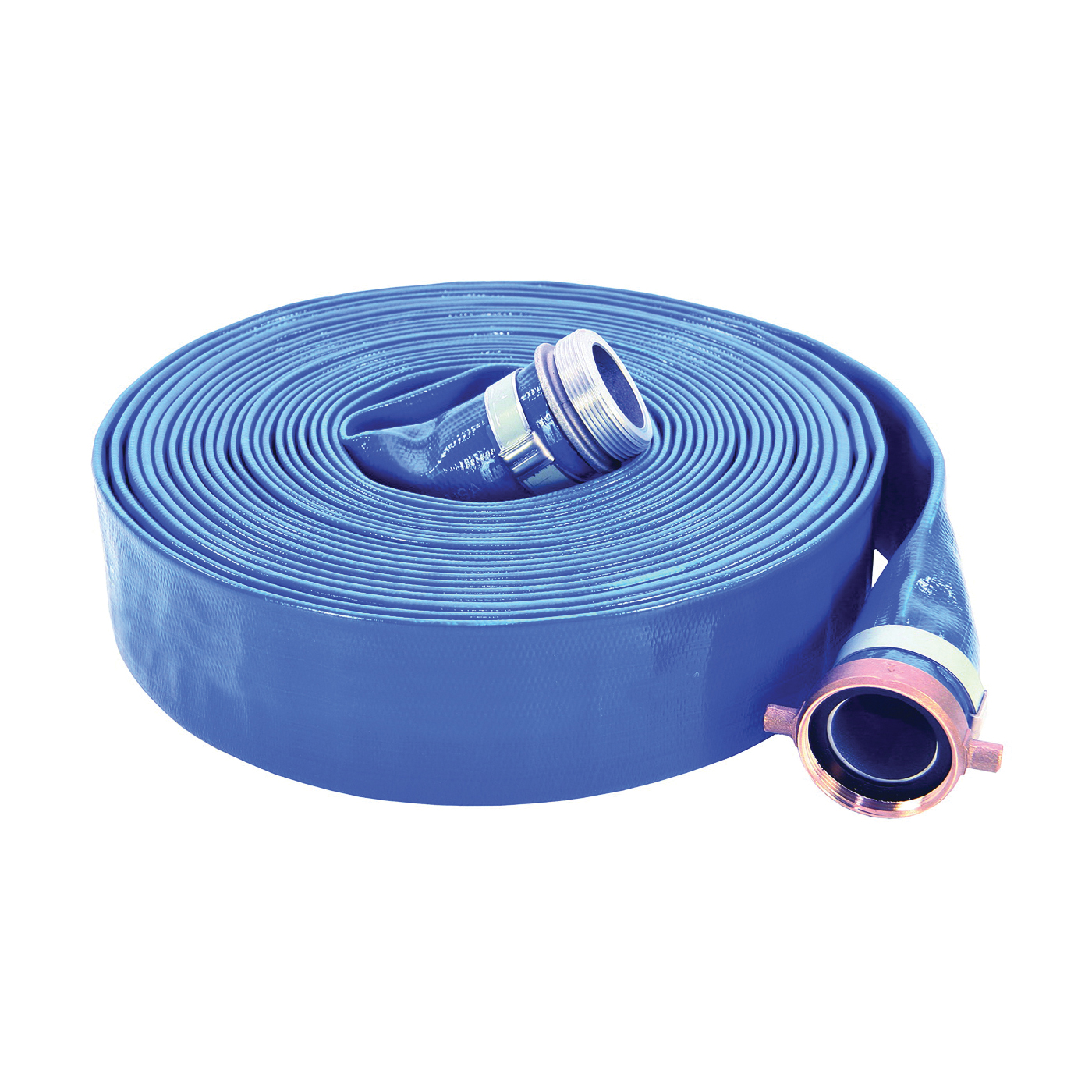 1148-3000-50 Water Discharge Hose, 50 ft L, Male x Female Thread, PVC, Blue
