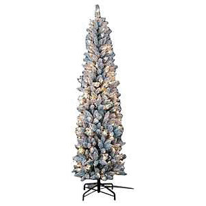95771 Siskiyou Flocked Pencil Tree, 7 ft H, Siskiyou Family