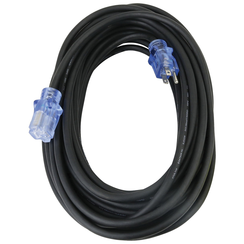 OREC732830 Extension Cord, 12/3 AWG Cable, 50 ft L, 15 A, Black