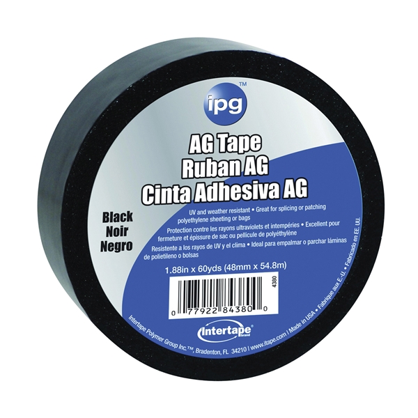 4380 AG Tape, 60 yd L, 1-7/8 in W, Polyethylene Backing, Black
