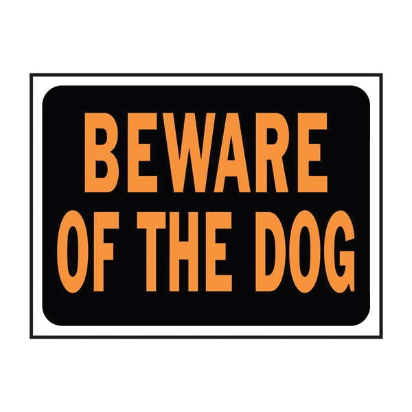 Hy-Glo Series 3002 Identification Sign, Rectangular, BEWARE OF DOG, Fluorescent Orange Legend, Black Background