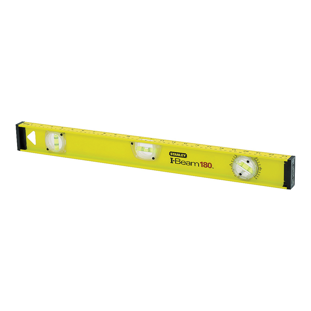 42-328 I-Beam Level, 48 in L, 3-Vial, 2-Hang Hole, Non-Magnetic, Aluminum, Black/Yellow