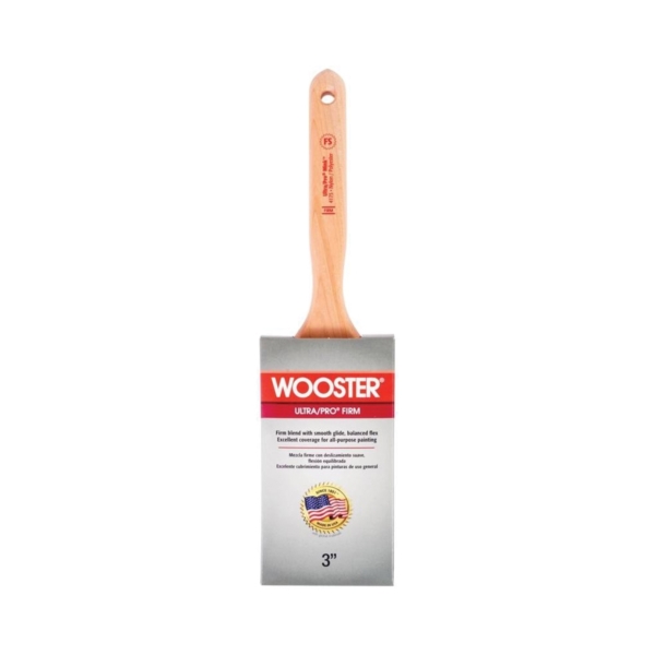 Wooster 4175-3 Paint Brush, 3 in W, 3-3/16 in L Bristle, Nylon/Polyester Bristle, Flat Sash Handle