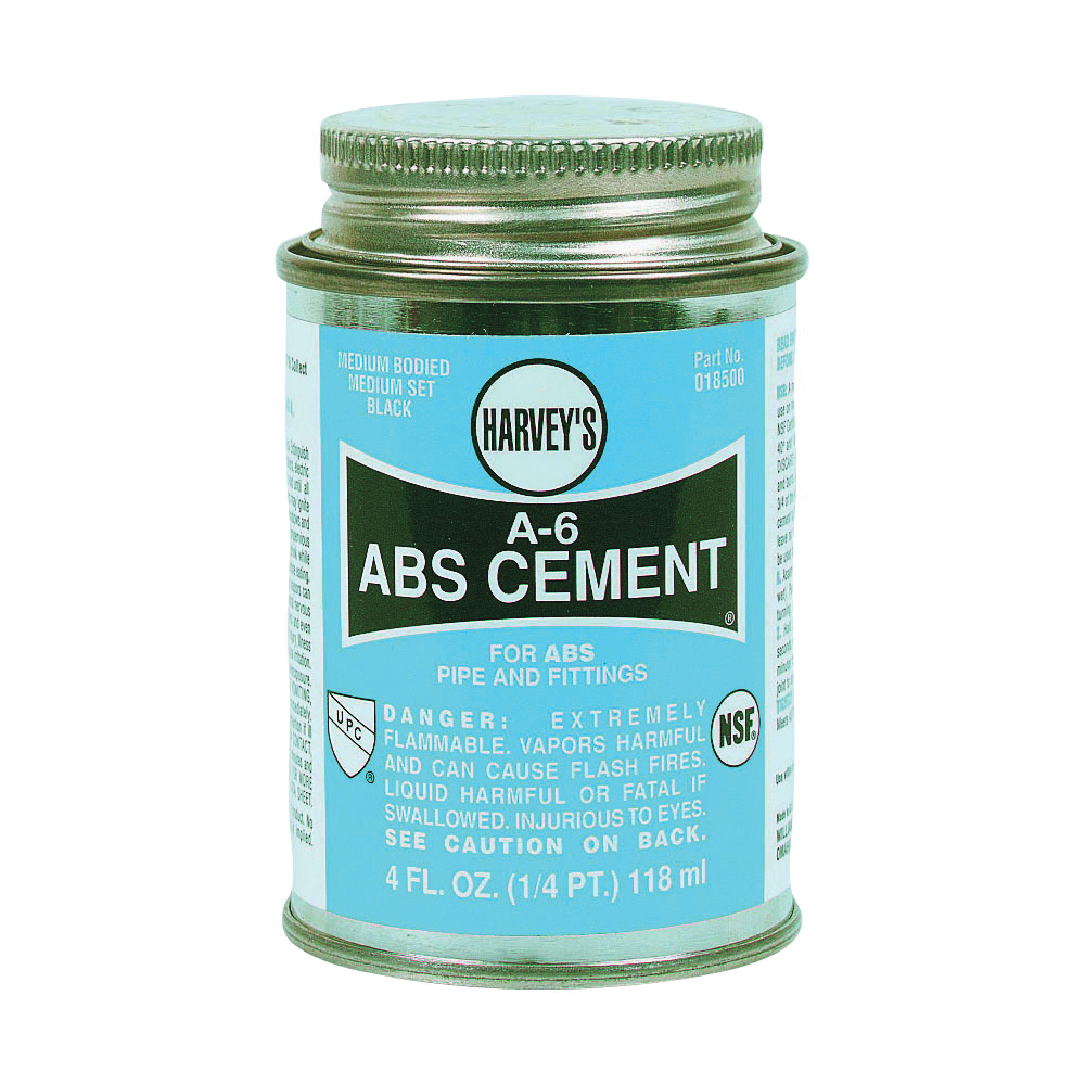 A-6 Series 018500-24 Solvent Cement, Liquid, Black, 4 oz Can