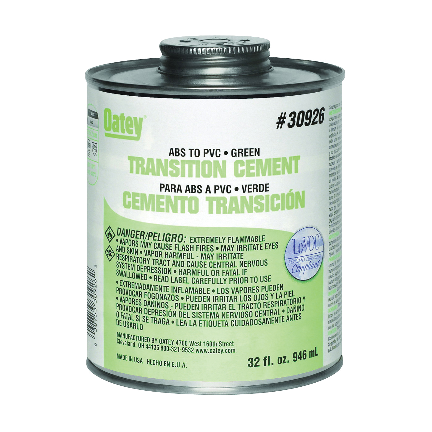 30926 Solvent Cement, 32 oz Can, Liquid, Green
