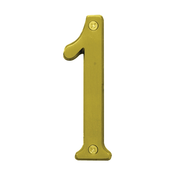 Prestige Series BR-43BB/1 House Number, Character: 1, 4 in H Character, Brass Character, Brass