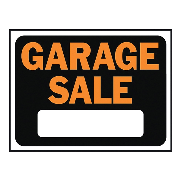 Hy-Glo Series 3023 Identification Sign, Garage Sale, Fluorescent Orange Legend, Plastic