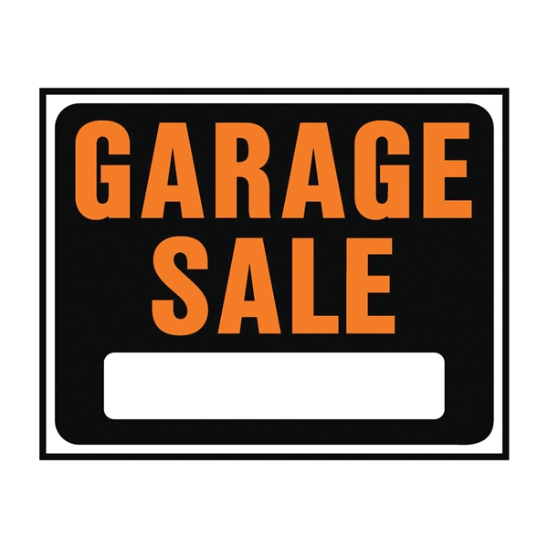 Hy-Glo Series SP-110 Jumbo Identification Sign, Garage Sale, Fluorescent Orange Legend, Plastic