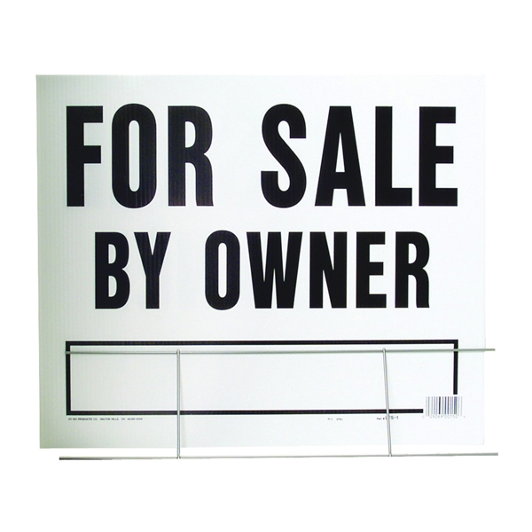 LFS-1 Lawn Sign, For Sale By Owner, Black Legend, Plastic, 24 in W x 19 in H Dimensions