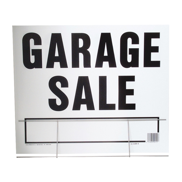 LGS-2 Lawn Sign, Garage Sale, Black Legend, Plastic, 24 in W x 19 in H Dimensions