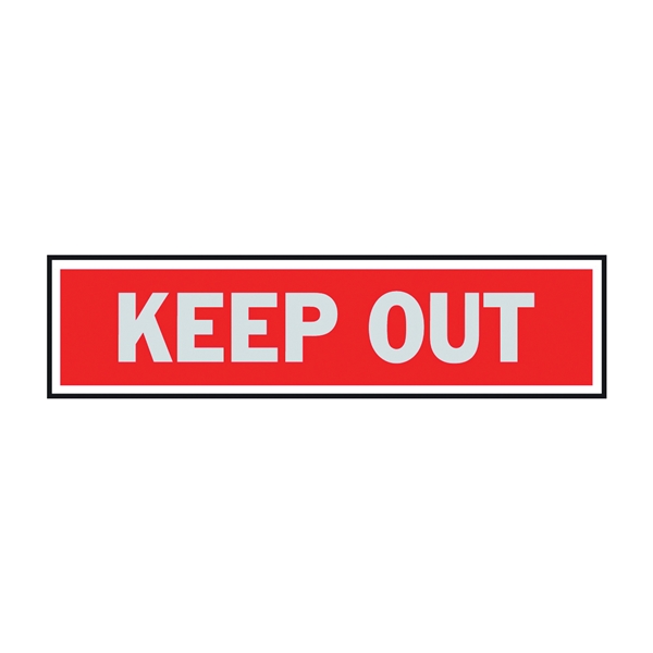 Hy-Ko 417 Princess Sign, Rectangular, KEEP OUT, Silver Legend, Red Background, Aluminum, 8 in W x 2 in H Dimensions