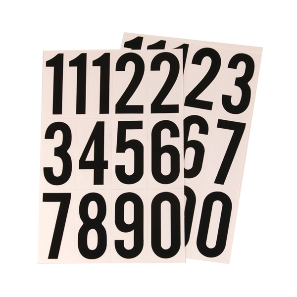 MM-4N Packaged Number Set, 3 in H Character, Black Character, White Background, Vinyl