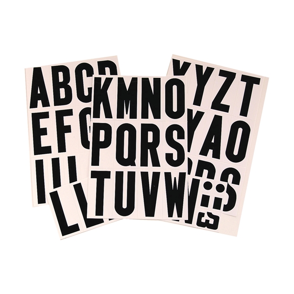 HY-KO MM-4L Packaged Letter Set, 3 in H Character, Black Character, White Background, Vinyl - 1