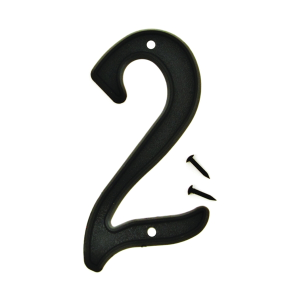 PN-29/2 House Number, Character: 2, 4 in H Character, Black Character, Plastic