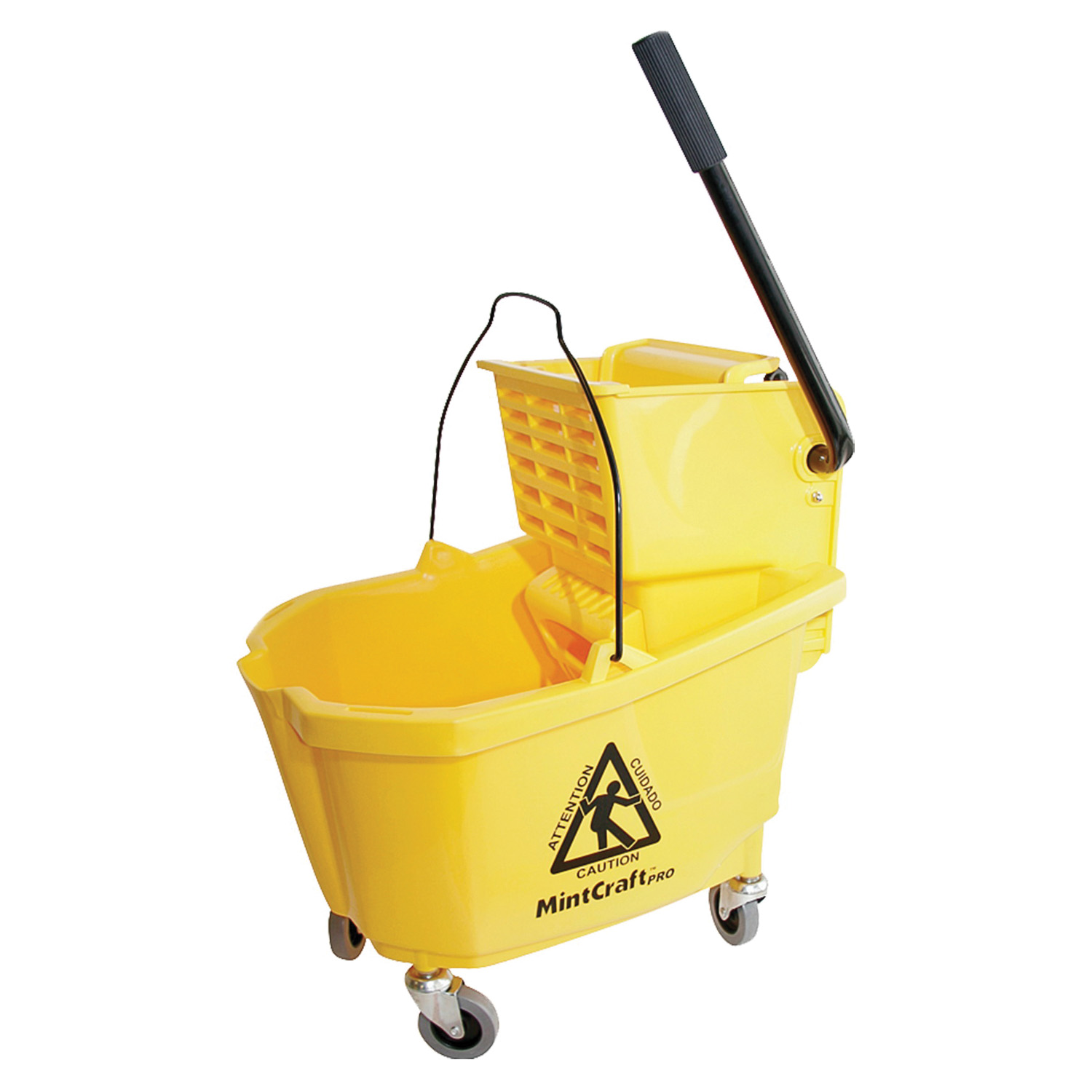 9130 Mop Bucket with Ringer, 32 qt Capacity, Plastic Bucket/Pail, Plastic Wringer, Yellow