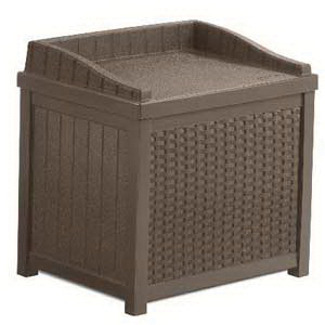 Suncast SSW1200 Wicker Storage Seat, 22-1/2 in W, 17-1/2 in D, 22-1/2 in H, Resin, Java - 1