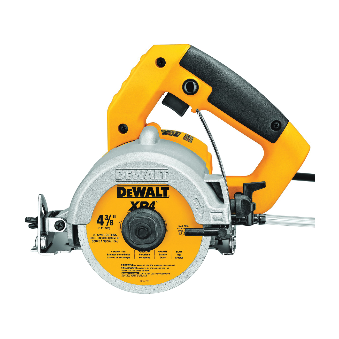 DWC860W Tile Saw, 4-3/8 in Blade, 1-3/8 in at 90 deg, 3-1/8 in Max D Cutting