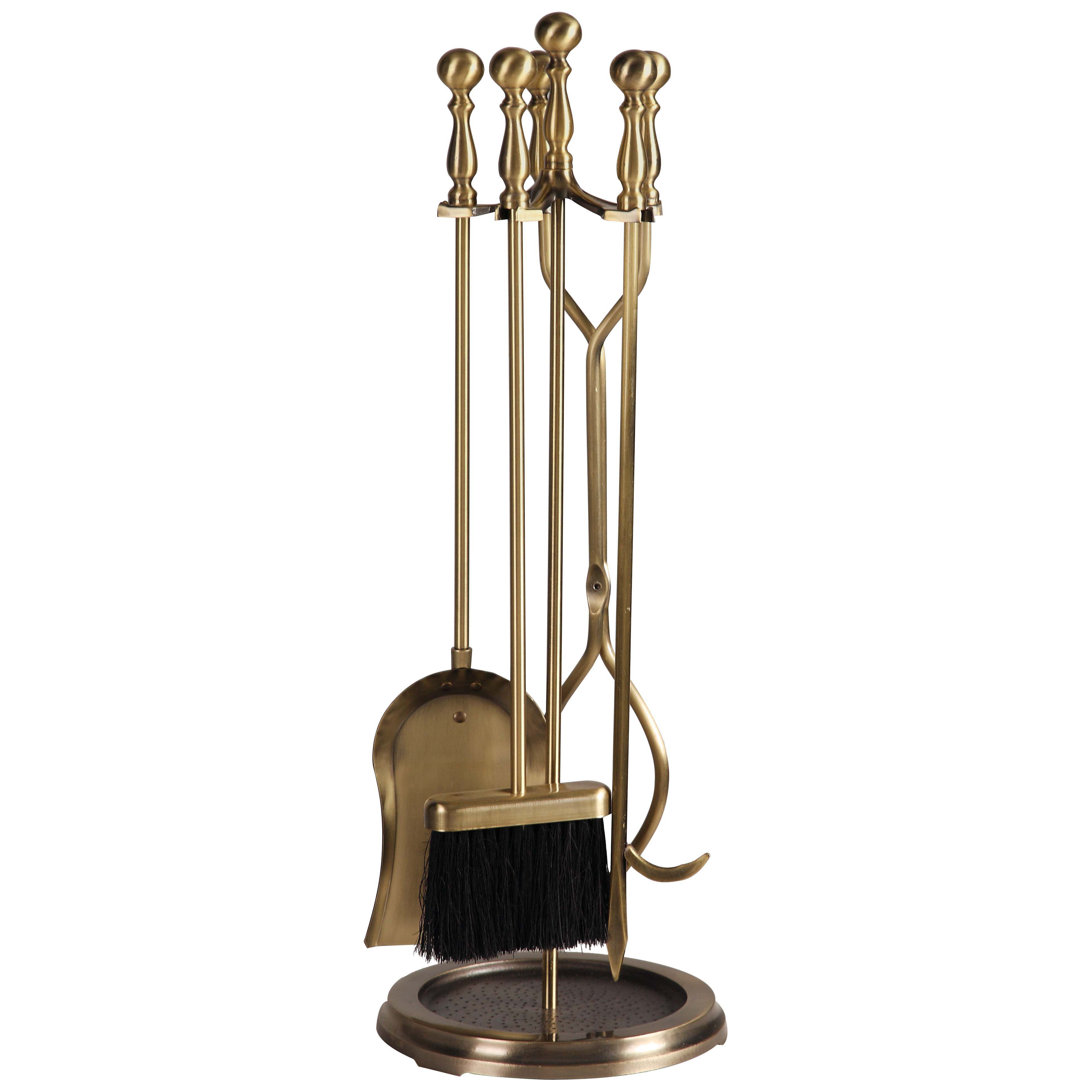D51340AB3L Fireplace Tool Set, Antique Brass, 5-Piece