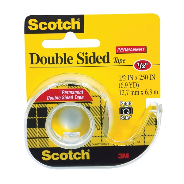 Scotch 136 Office Tape, 250 in L, 1/2 in W, Plastic Backing