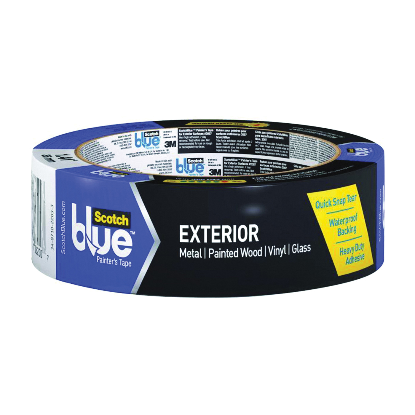 2097-36EC Painter's Tape, 45 yd L, 1.41 in W, Poly Backing, Blue
