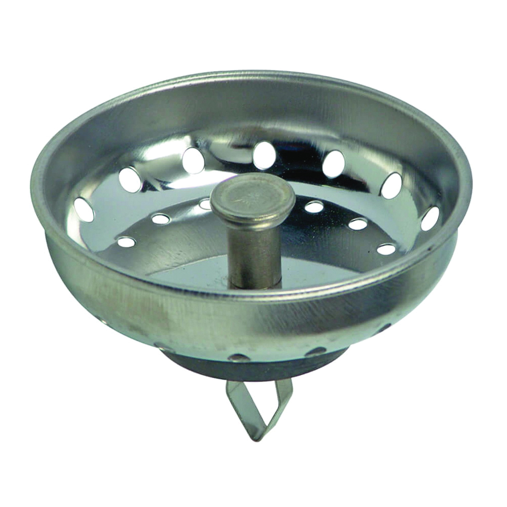 81079 Basket Strainer with Arrow Clip, 3-1/4 in Dia, Stainless Steel, Chrome, For: 3-1/4 in Drain Opening Sink