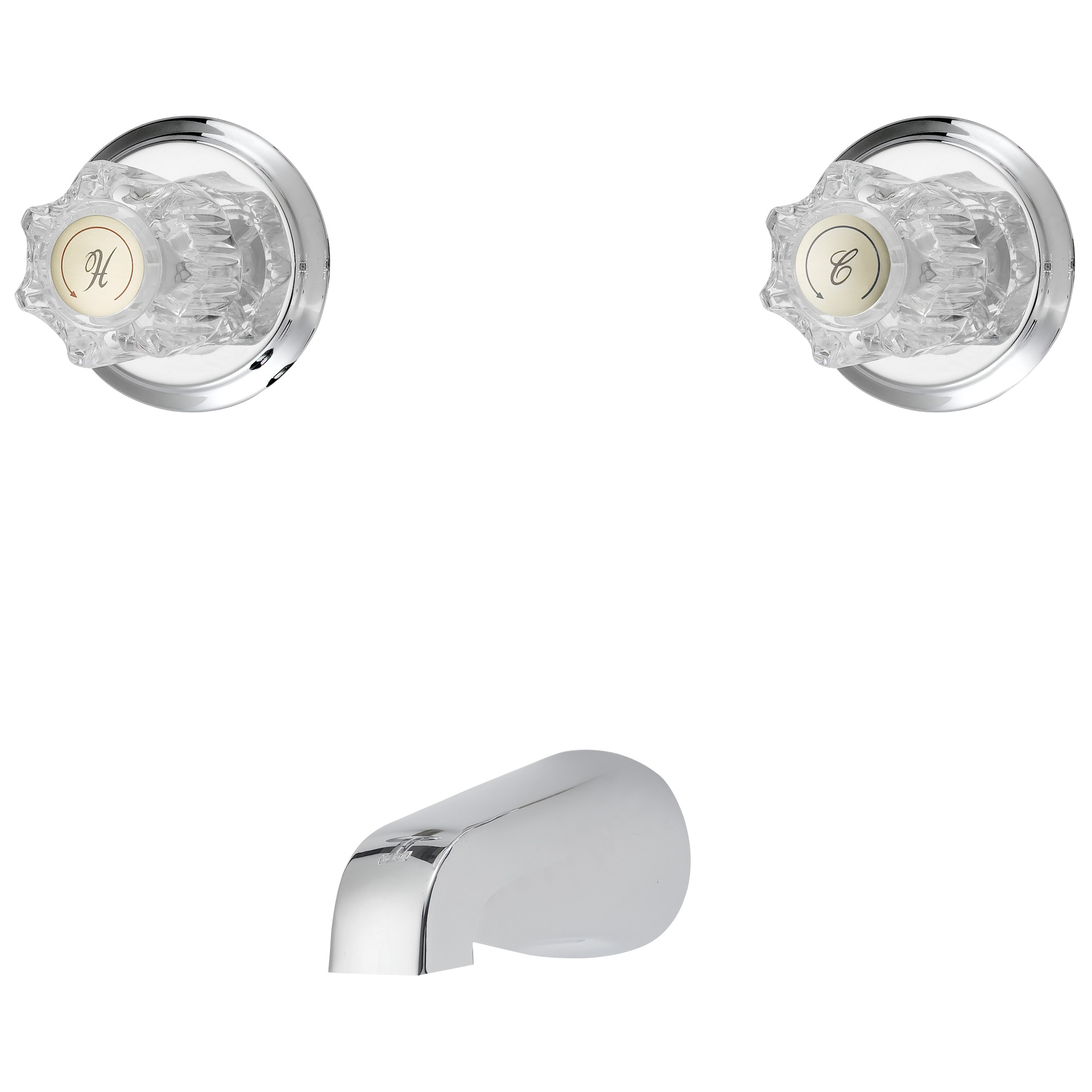 GU-TQOB015CP Tub Faucet, 2-Faucet Handle, Round Handle, Metal/Plastic, Wall Mounting, Plastic Tub Spout
