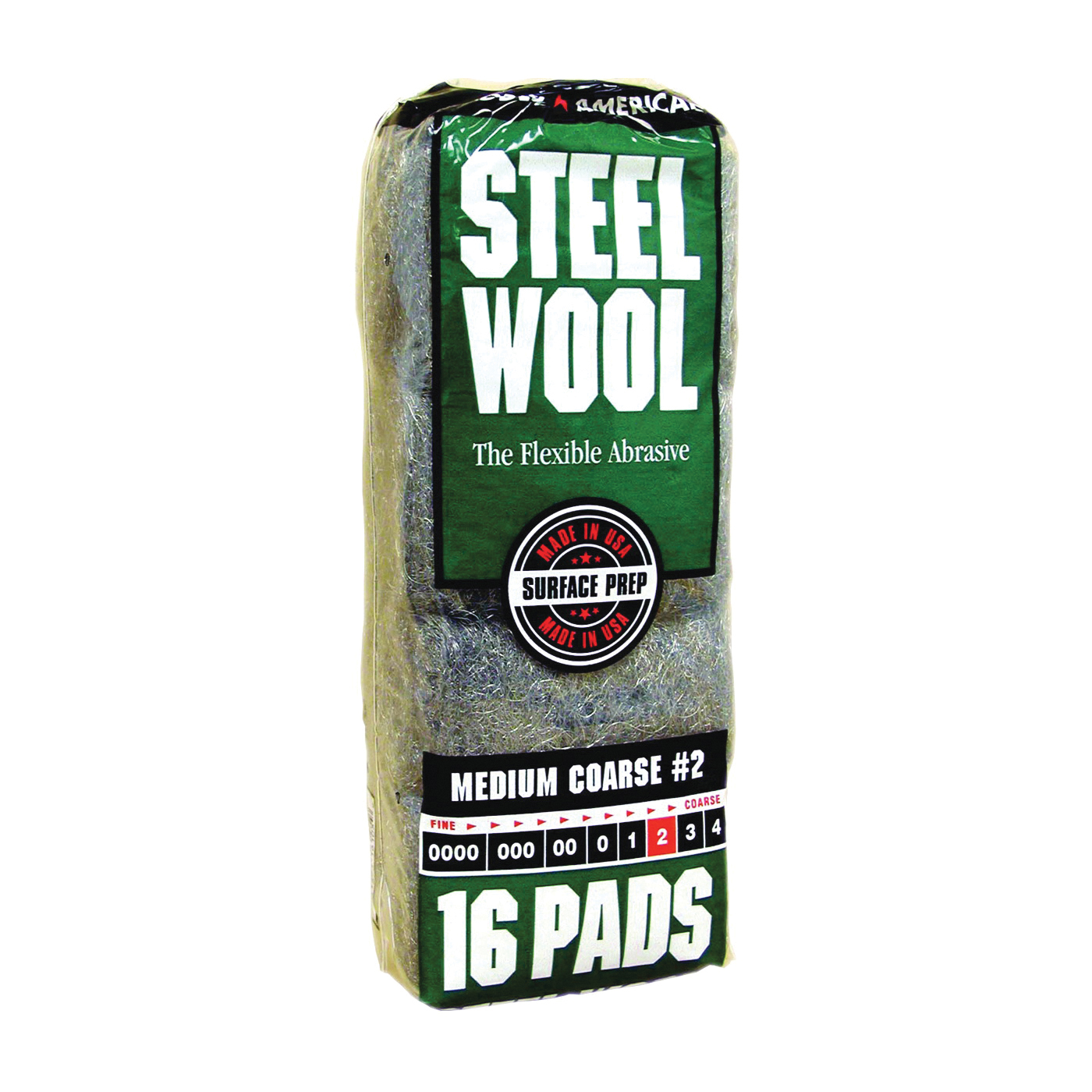 106605-06 Steel Wool, #2 Grit, Medium, Gray