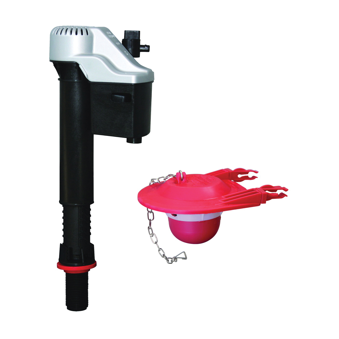 QuietFILL Platinum Series 830MP Toilet Fill Valve and Flapper Kit, <=1.6 gpf, Red, Anti-Siphon: No