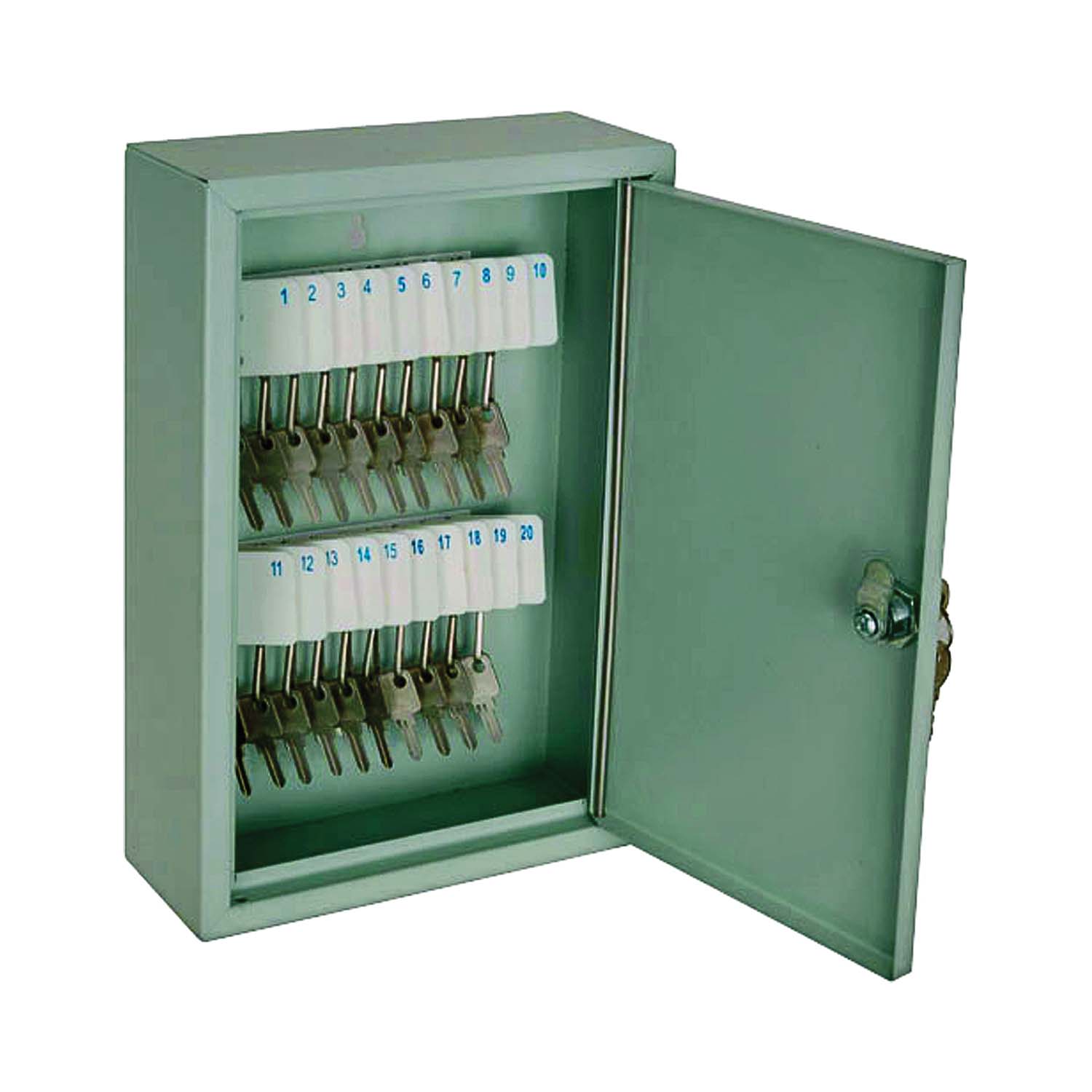 TS821 Key Box, Keyed Lock, Steel, Light Gray, 7.875 in W, 11.75 in H, 3.125 in D