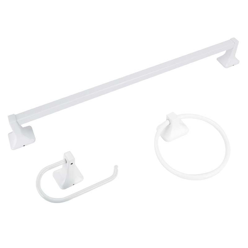 3603BW Manhattan Bath Hardware Set, Aluminum/Steel/Zinc, White, 3-Piece, For: Bathroom