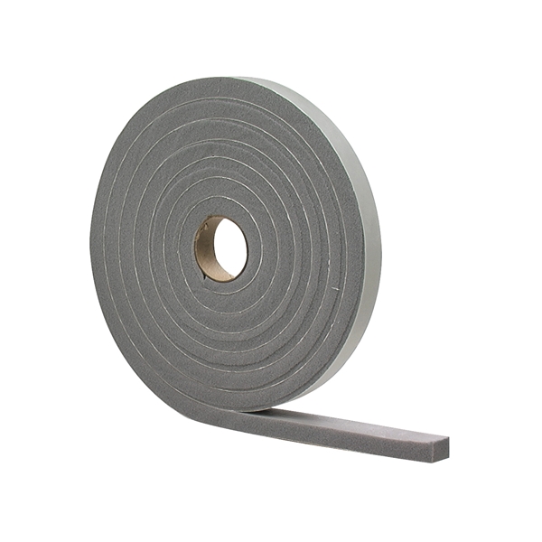 M-D 02279 Foam Tape, 1/2 in W, 17 ft L, 1/4 in Thick, PVC, Gray - 1