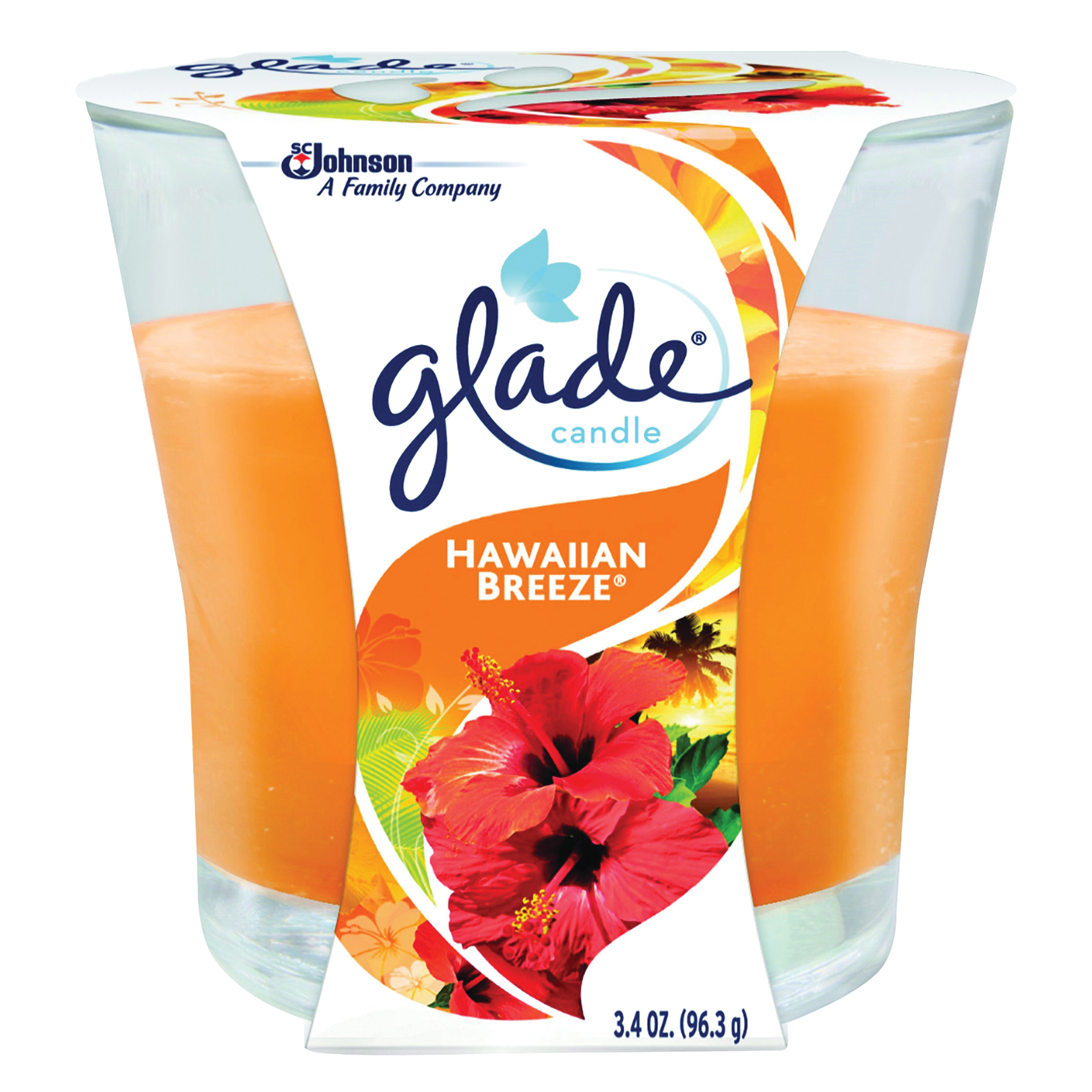 Glade 76956 Air Freshener Candle, 3.4 oz Jar, Hawaiian Breeze, Orange