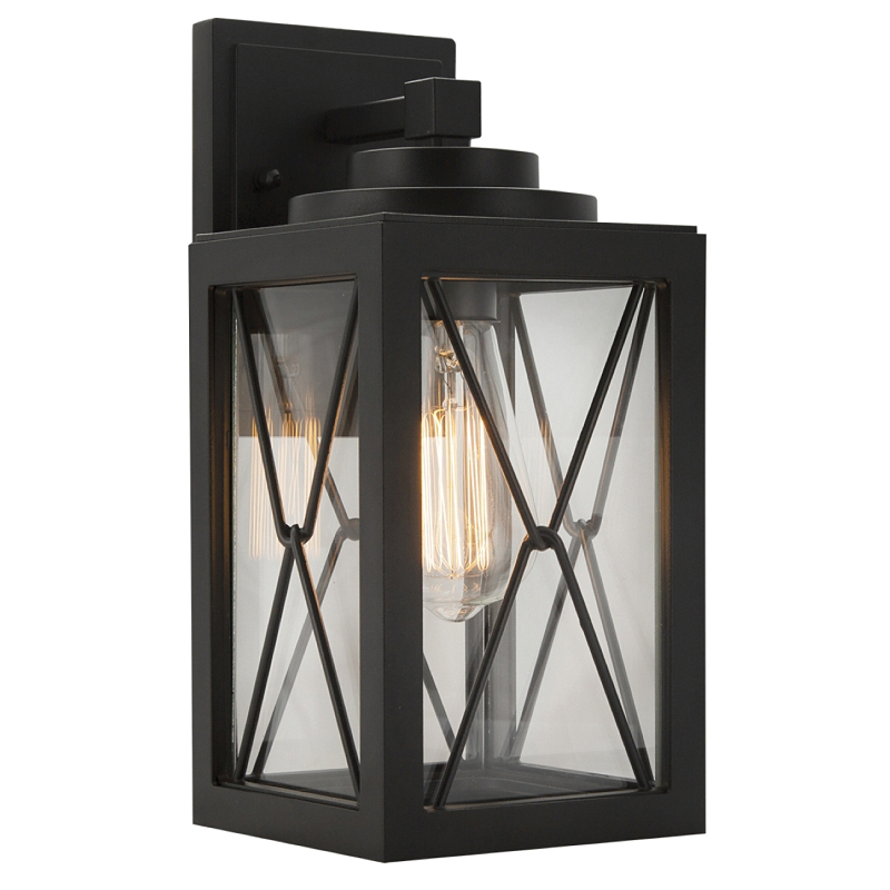 0387-WD Outdoor Wall Lantern, 120 V, 60 W, Aluminum Fixture, Black Fixture, Matte Fixture