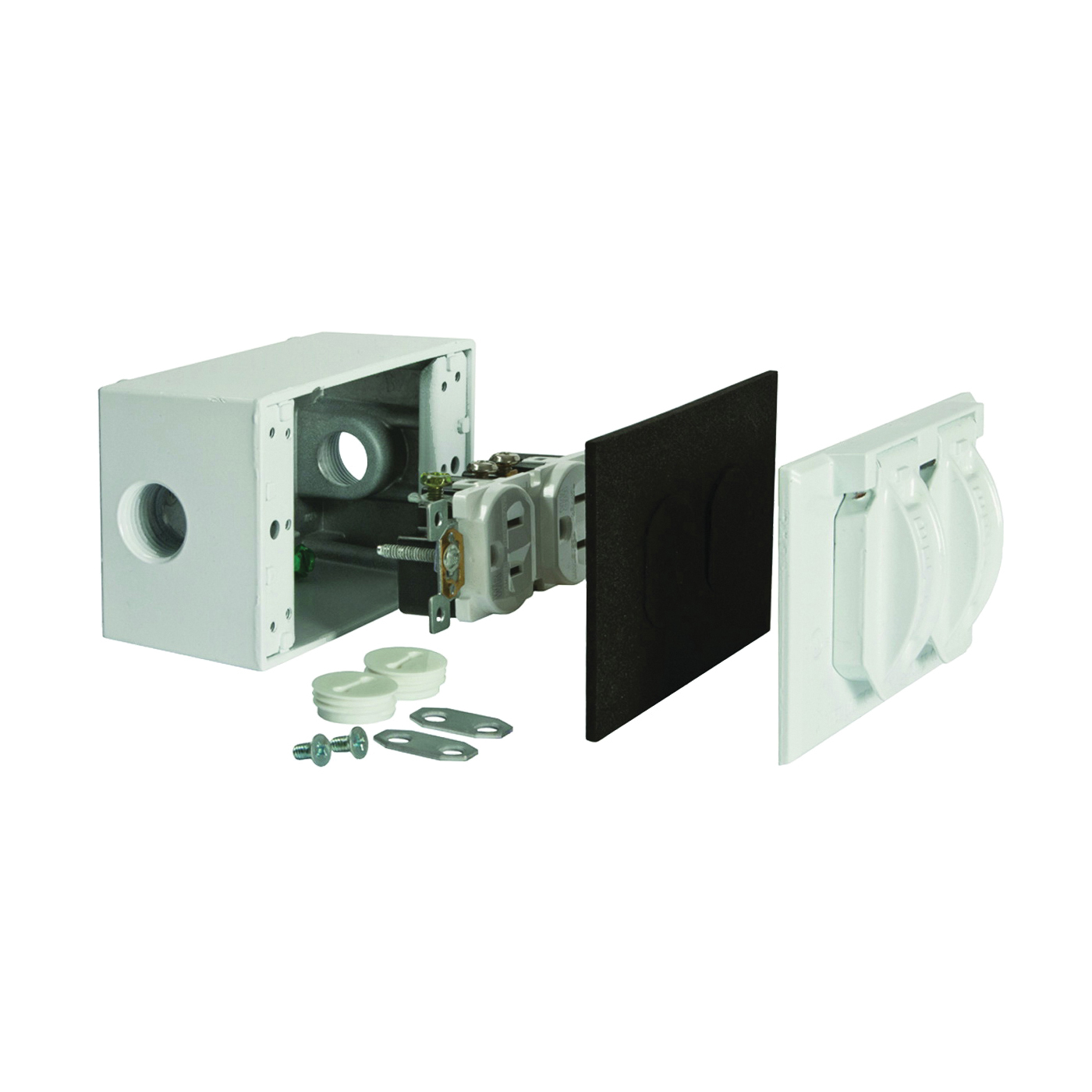 Hubbell 5839-6 Weatherproof Flip Cover Kit, 1-Gang, Metal, White, Powder-Coated, Horizontal