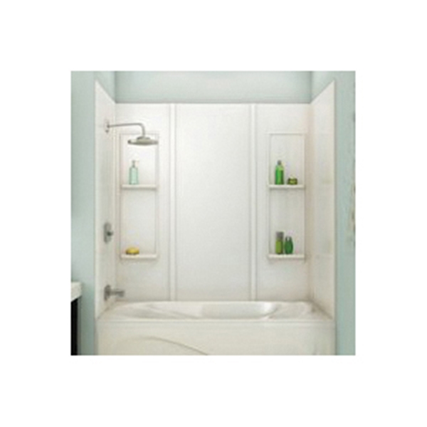 MAAX Elan 101343-000-001 Bathtub Wall Kit, 59 in H, 60-1/2 in W, Acrylic, White, Glue Up Installation, Smooth Wall - 1