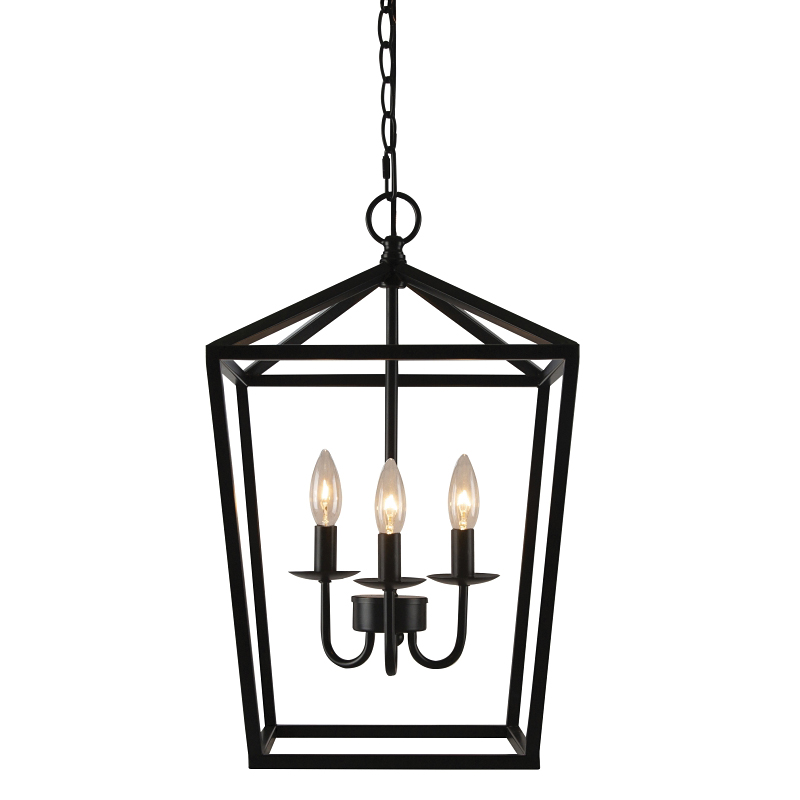 LS10613 Pendant Light, 0.5 A, 120 V, 60 W, 3-Lamp, Type B/CA Bulb Lamp, Metal Fixture, Black Fixture