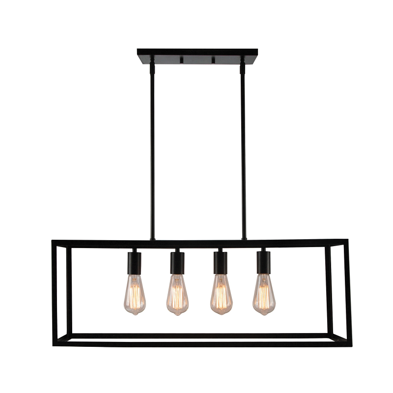 LS10505 Farmhouse Chandelier, 120 V, 60 W, 1-Tier, 4-Lamp, Metal Fixture, Black Fixture, Matte Fixture