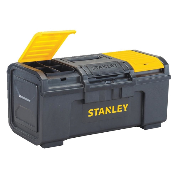 Stanley STST19410 Tool Box, 30 lb, Polypropylene, Black/Yellow, 3-Compartment - 1