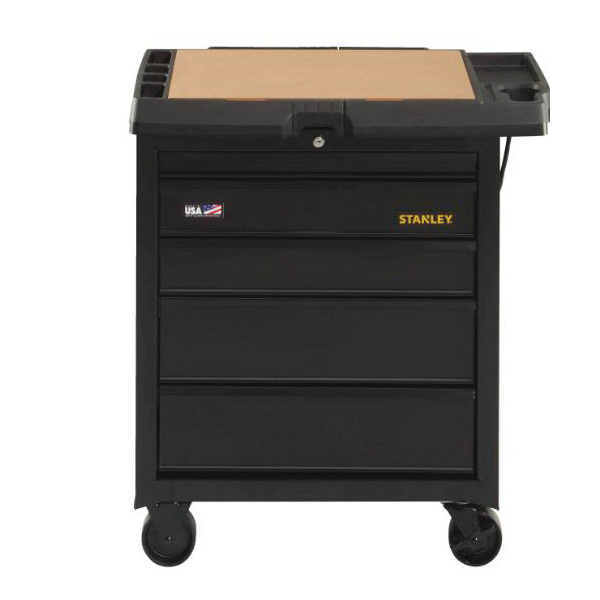 Stanley 100 Series STST23151BK Mobile Workbench, 31-1/2 in OAW, 21-3/4 in OAD, 33-1/4 in OAH, 500 lb, 5-Drawer, Black