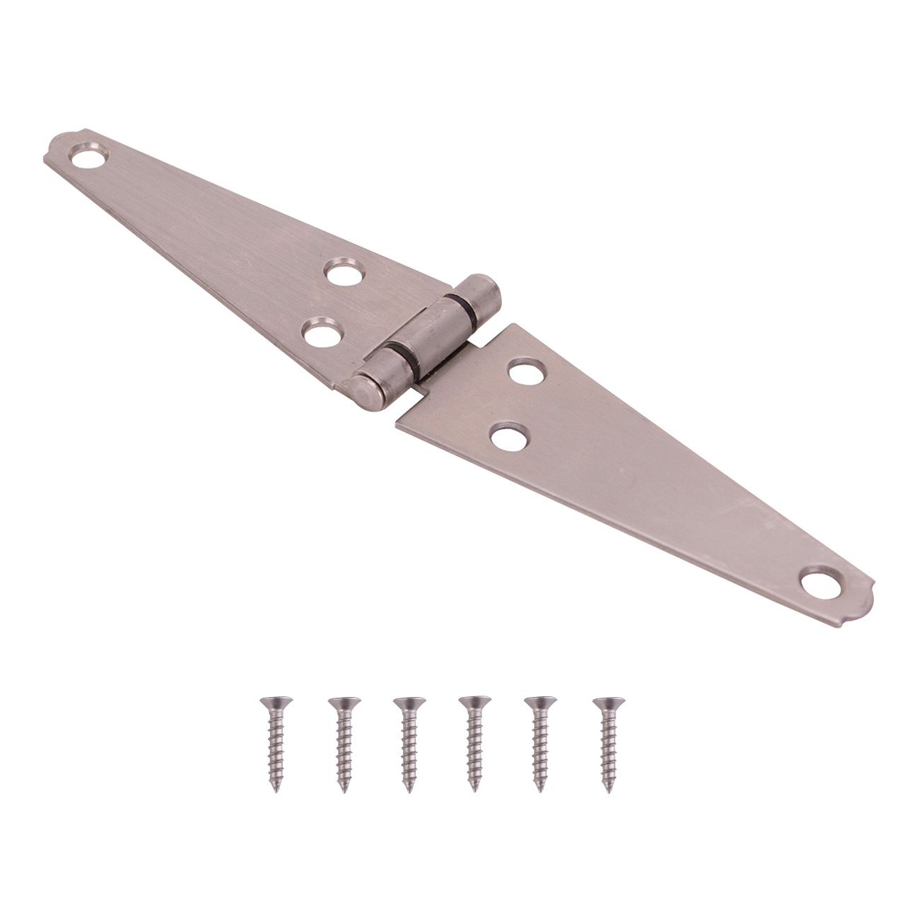 HSH-S04-C1PS Strap Hinge, 2 mm Thick Leaf, Brushed Stainless Steel, 180 Range of Motion
