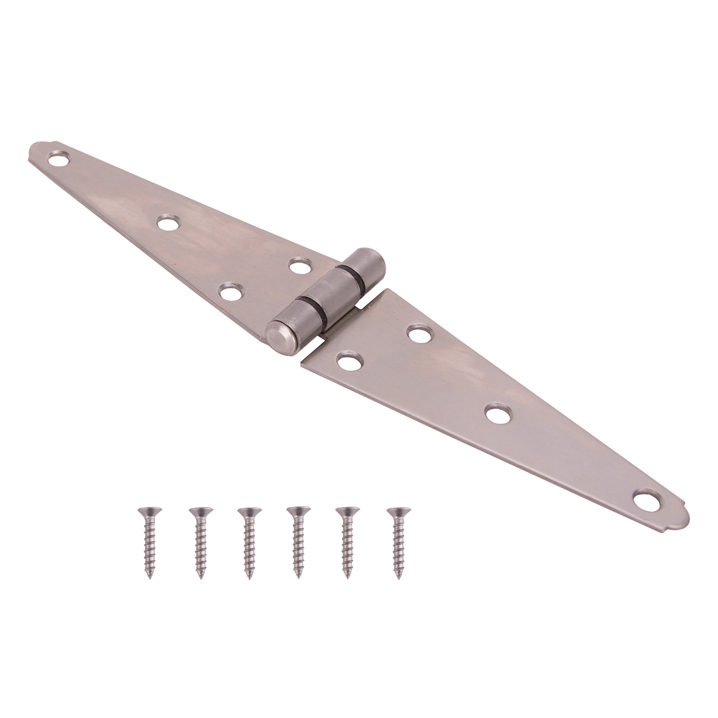 HSH-S06-C1PS Strap Hinge, 2 mm Thick Leaf, Brushed Stainless Steel, 180 Range of Motion