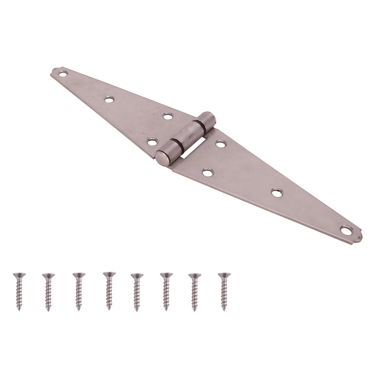 HSH-S06-C2PS Heavy Duty Strap Hinge, 2.6 mm Thick Leaf, Brushed Stainless Steel, 180 Range of Motion