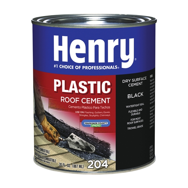 Henry 204 Series HE204030 Plastic Roof Cement, Black, Liquid, 1 qt Can