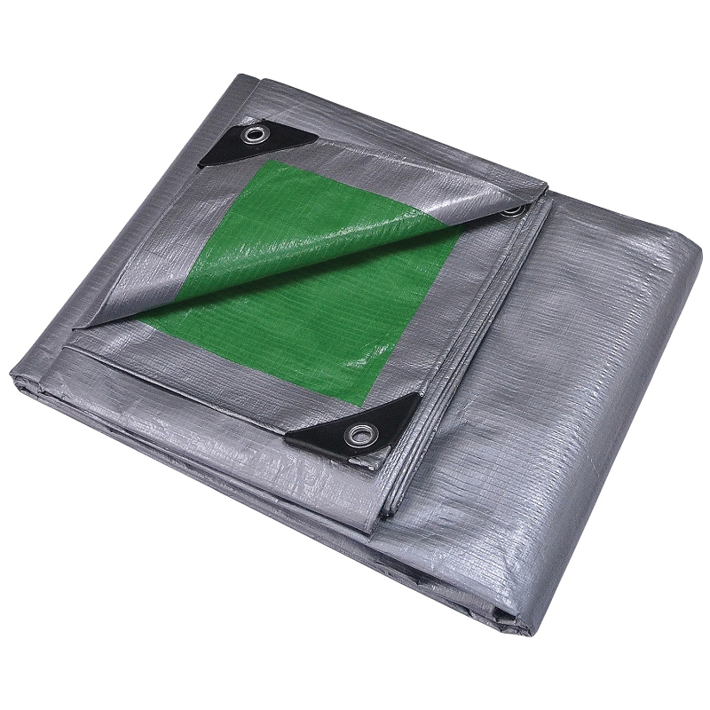 T1824GS140 Heavy-Duty Tarp, 24 ft L, 18 ft W, 8 mil Thick, Polyethylene, Green/Silver